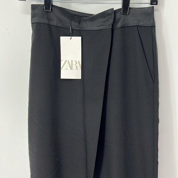 Zara NWT wrap wide leg ankle pants XS - Picture 2 of 8